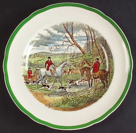 Herring Hunt, The Hunt (Green, Scalloped) Luncheon Plate