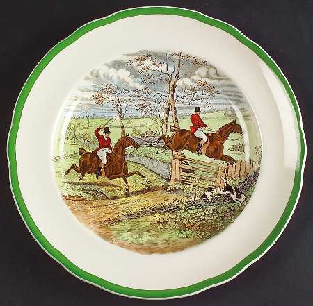 Herring Hunt, The Hunt (Green, Scalloped) Luncheon Plate
