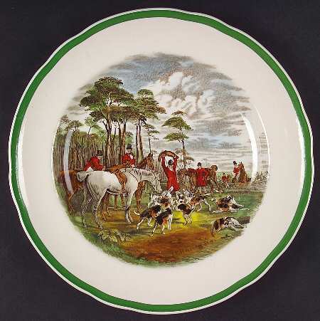 Herring Hunt, The Hunt (Green, Scalloped) Luncheon Plate