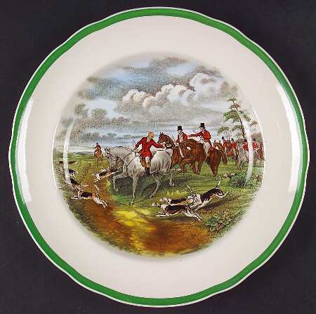 Herring Hunt, The Hunt (Green, Scalloped) Luncheon Plate