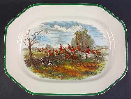 Herring Hunt, The Hunt (Green, Scalloped) 17" Oval Serving Platter