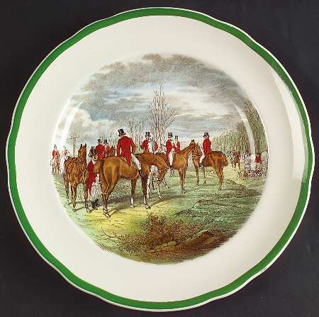 Herring Hunt, The Hunt (Green, Scalloped) Luncheon Plate
