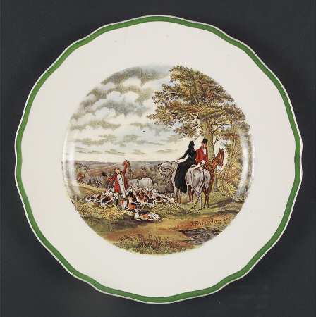Herring Hunt, The Hunt (Green, Scalloped) Luncheon Plate