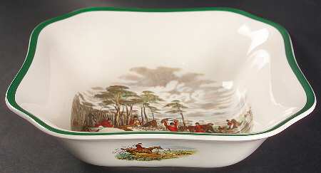 Herring Hunt, The Hunt (Green, Scalloped) 9" Square Vegetable Bowl