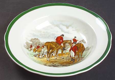 Herring Hunt, The Hunt (Green, Scalloped) Rim Soup Bowl