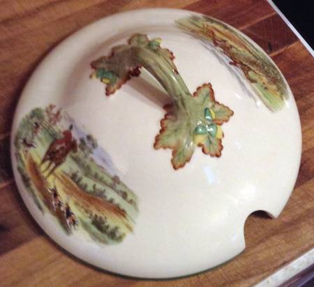 Herring Hunt, The Hunt (Green, Scalloped) Lid for Tureen