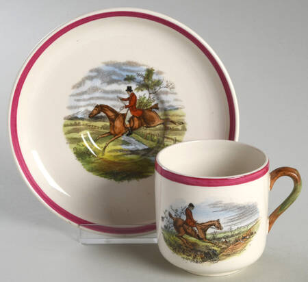 Herring Hunt The Hunt Red Flat Demitasse Cup & Saucer Set