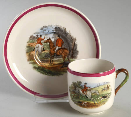 Herring Hunt The Hunt Red Flat Demitasse Cup & Saucer Set