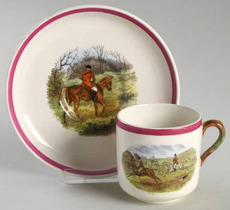 Herring Hunt The Hunt Red Flat Demitasse Cup & Saucer Set