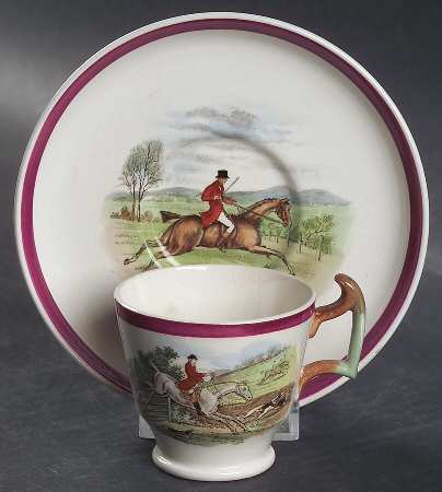 Herring Hunt The Hunt Red Footed Demitasse Cup & Saucer Set
