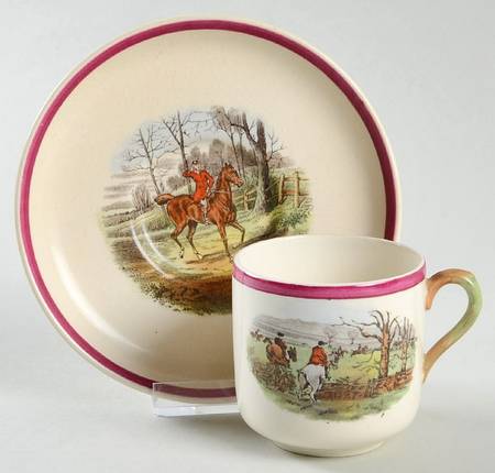Herring Hunt The Hunt Red Flat Demitasse Cup & Saucer Set