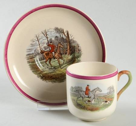 Herring Hunt The Hunt Red Flat Demitasse Cup & Saucer Set