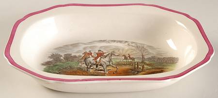 Herring Hunt The Hunt Red 10" Oval Vegetable Bowl