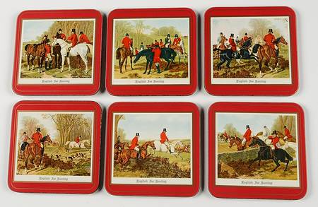 Herring Hunt The Hunt Red Square Corkback Coaster - Set of 6 Motifs
