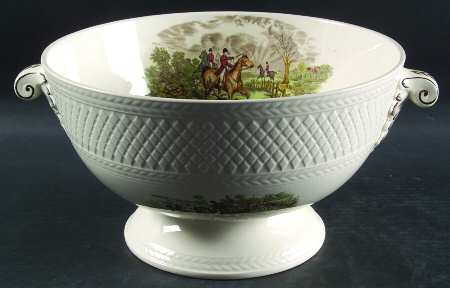 Herring Hunt (Mansard Shape) Footed Punch Bowl