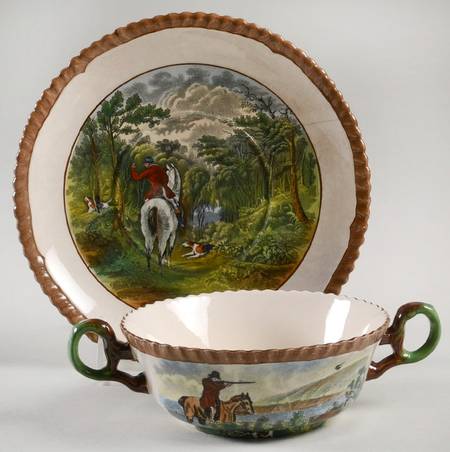 Herring Hunt Flat Cream Soup & Saucer Set
