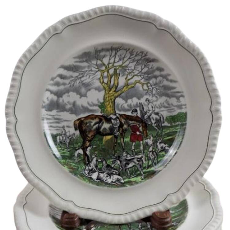 Hunt Scenes (Green Ring) Luncheon Plate