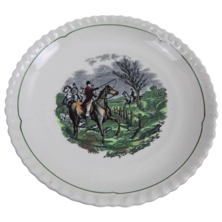 Hunt Scenes (Green Ring) Saucer for Flat Cup