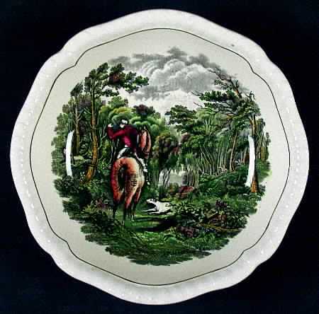 Hunt Scenes (Green Ring) Coupe Cereal Bowl