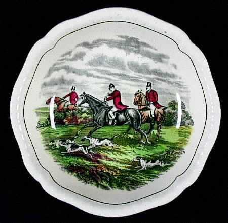 Hunt Scenes (Green Ring) Coupe Cereal Bowl