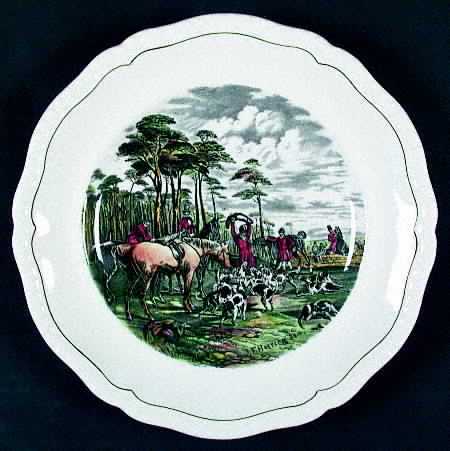 Hunt Scenes (Green Ring) Luncheon Plate