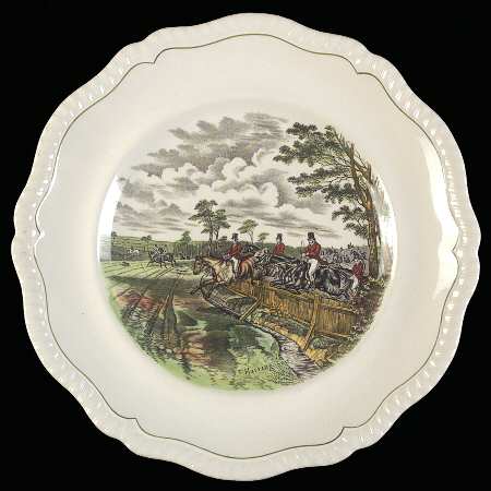 Hunt Scenes (Green Ring) Dinner Plate