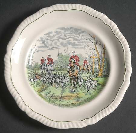 Hunt Scenes (Green Ring) Salad Plate