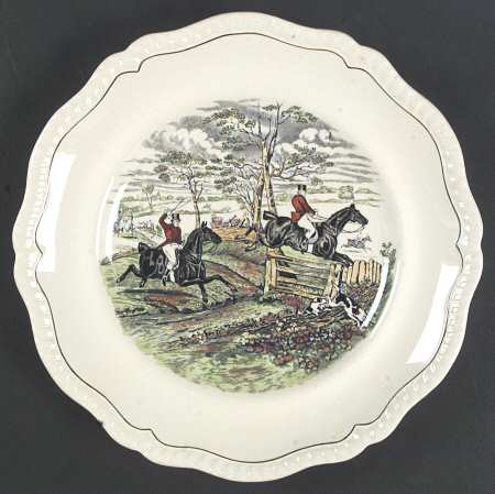 Hunt Scenes (Green Ring) Dinner Plate