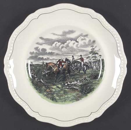 Hunt Scenes (Green Ring) Dinner Plate