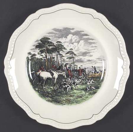 Hunt Scenes (Green Ring) Dinner Plate