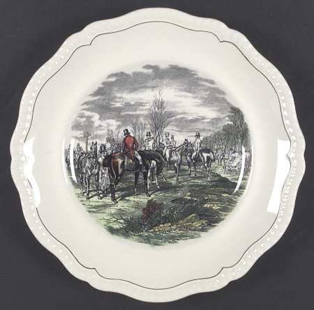 Hunt Scenes (Green Ring) Dinner Plate
