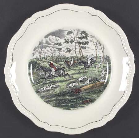 Hunt Scenes (Green Ring) Dinner Plate