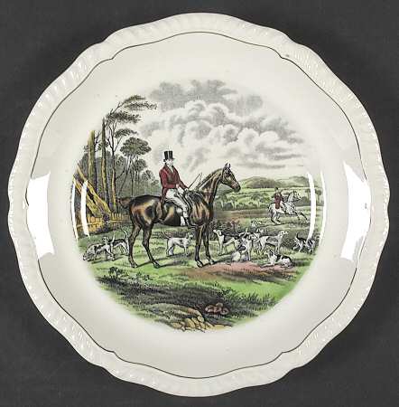 Hunt Scenes (Green Ring) Salad Plate