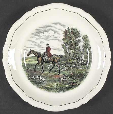 Hunt Scenes (Green Ring) Salad Plate