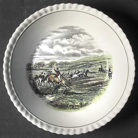 Hunt Scenes (Green Ring) Fruit/Dessert (Sauce) Bowl