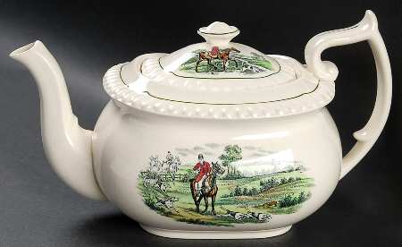 Hunt Scenes (Green Ring) Teapot & Lid