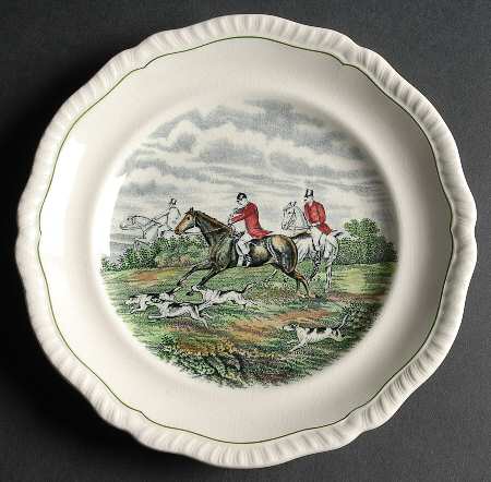 Hunt Scenes (Green Ring) Salad Plate
