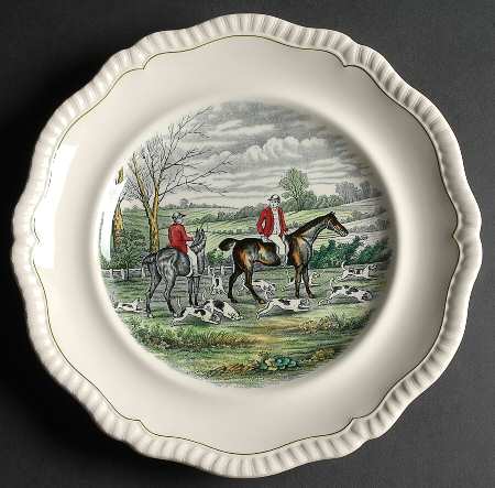 Hunt Scenes (Green Ring) Dinner Plate
