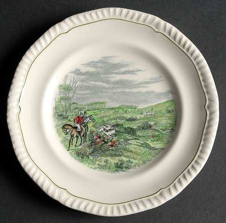 Hunt Scenes (Green Ring) Bread & Butter Plate