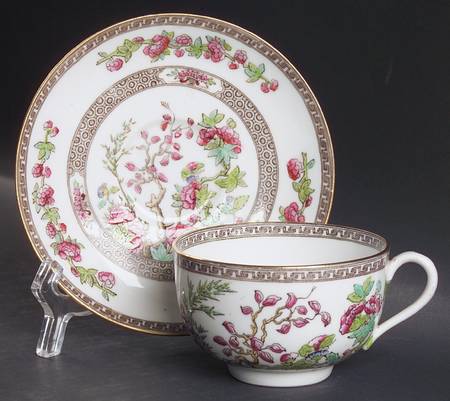 Indian Tree (Smooth, Gold Trim) Footed Cup & Saucer Set
