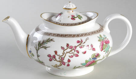Indian Tree (Smooth, Gold Trim) Mini Teapot & Lid