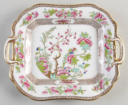 Indian Tree (Smooth, Gold Trim) Rectangular Cake Plate