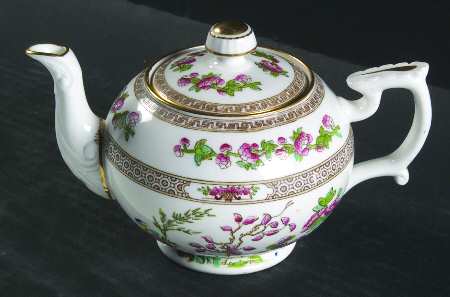 Indian Tree (Smooth, Gold Trim) Individual Teapot & Lid