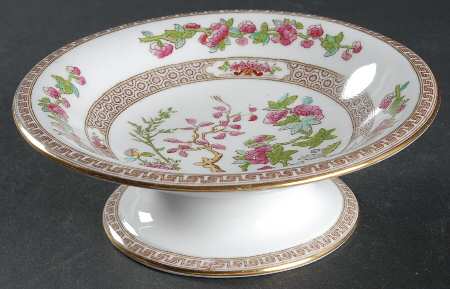 Indian Tree (Smooth, Gold Trim) Round Compote (Height X Width)