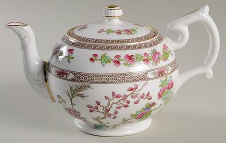 Indian Tree (Smooth, Gold Trim) Teapot & Lid