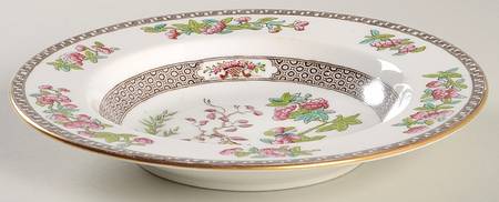 Indian Tree (Smooth, Gold Trim) Rim Soup Bowl