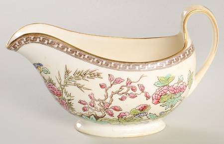 Indian Tree (Smooth, Gold Trim) Sauce Boat