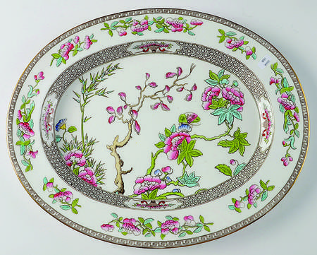 Indian Tree (Smooth, Gold Trim) 16" Oval Serving Platter