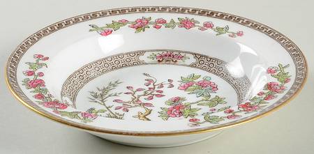 Indian Tree (Smooth, Gold Trim) Rim Fruit/Dessert (Sauce) Bowl