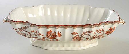 Indian Tree (Orange Rust, Scallop, Red Trim) Oval Vegetable No Lid